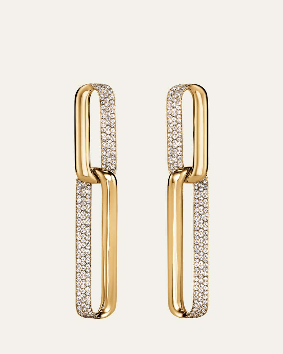 18K Yellow Gold Inside Out Diamond Drop Earrings, Large